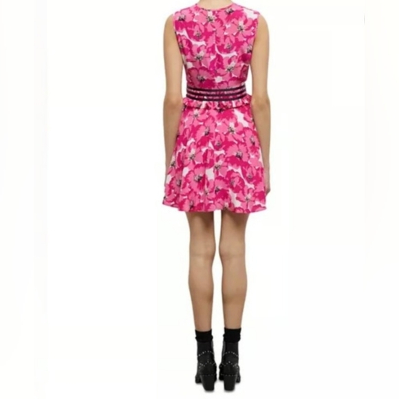 The Kooples NWT Fit and Flare,floral,sleeveless dress sz.2 women's 6-8 Pink/blk - Picture 4 of 9